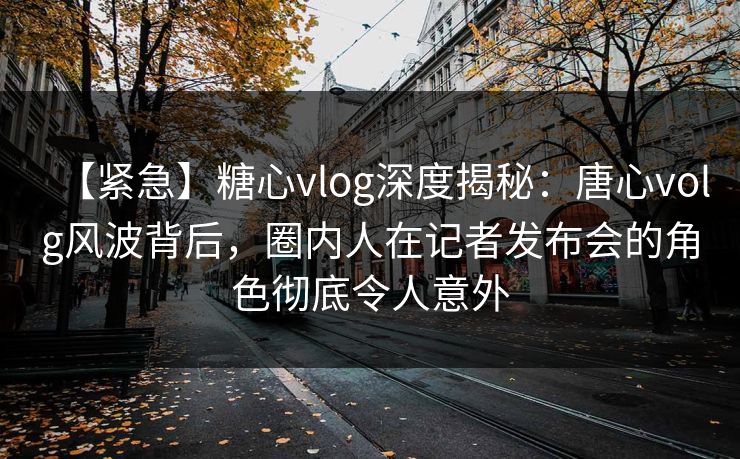 【紧急】糖心vlog深度揭秘:唐心volg风波背后,圈内人在记者发布会的角色彻底令人意外