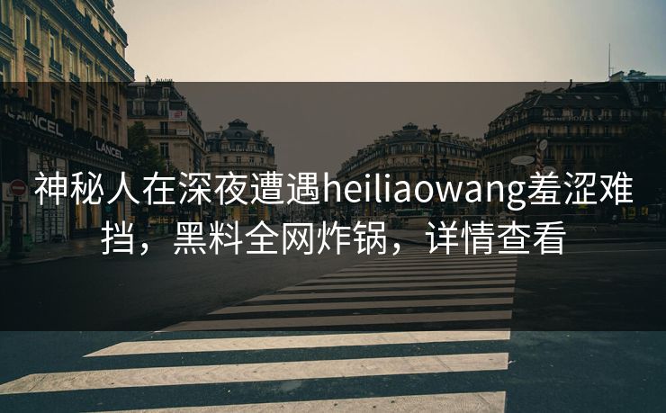 神秘人在深夜遭遇heiliaowang羞涩难挡，黑料全网炸锅，详情查看