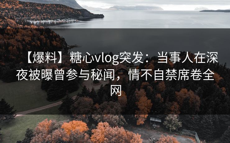 【爆料】糖心vlog突发:当事人在深夜被曝曾参与秘闻,情不自禁席卷全网